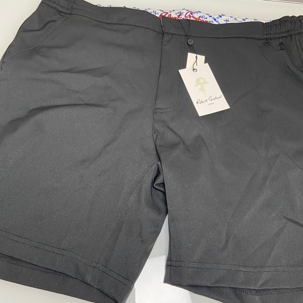 Robert Graham Mens L Black Board Shorts NEW Pinup Lining Performance Swim